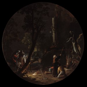 巫术的场景：夜晚，c。 1645-1649。 作者 救世主罗莎