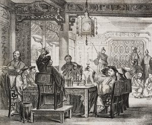 丰盛的中国宴会》，Salvatore Puglia 的石版画，选自 Poliorama Pittoresco，第 11 期，10 月 19 日 作者 萨尔瓦多·普利亚
