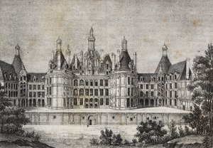 法国香波堡，Salvatore Puglia 的石版画，选自 Poliorama Pittoresco，第 39 期，5 月 6 日