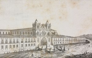 葡萄牙阿尔科巴萨修道院的正面，Salvatore Puglia 的石版画，出自 Poliorama Pittoresco，n 50，7 月 19 日 作者 萨尔瓦多·普利亚