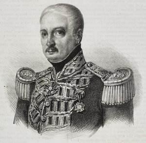 弗朗切斯科·玛丽亚·坦奇元帅 (1773-1843) 的肖像，萨尔瓦托·普利亚版画，出自 Poliorama Pittoresco，n 46，6 月 24 日