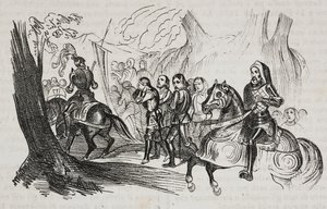 战士返回巴列塔接受挑战，意大利普利亚，萨尔瓦托·普利亚版画，Poliorama Pittoresco，n 30，3 月 1 日