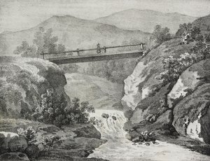 美国阿勒格尼景色，萨尔瓦多-普利亚的石版画，选自 Poliorama Pittoresco，第 44 期，6 月 11 日 作者 萨尔瓦多·普利亚