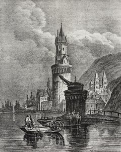 德国安德纳赫景观，Salvatore Puglia 石版画，Poliorama Pittoresco，n 45，6 月 17 日 作者 萨尔瓦多·普利亚