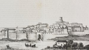 意大利卡拉布里亚克罗托内景观，Salvatore Puglia 石版画，Poliorama Pittoresco，n 12，10 月 26 日