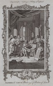 阿尔弗雷德大帝制定法律集（雕刻） 作者 Samuel (after) Wale