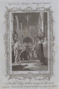 Anselm Fitz-Arthur 声称征服者威廉将被埋葬的土地（雕刻） 作者 塞缪尔（之后）鲸鱼