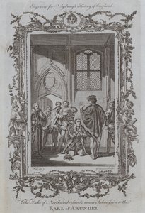 诺森伯兰公爵对阿伦德尔伯爵的卑鄙顺从（版画） 作者 塞缪尔（之后）鲸鱼