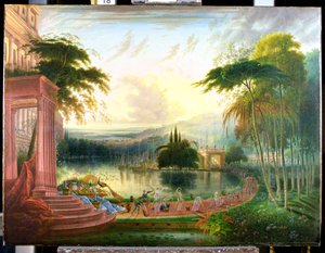 浪漫的风景与示巴女王的到来，约1830年（布面油画