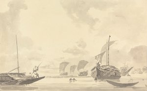胡格利河上的船只 作者 塞缪尔·戴维斯（Samuel Davis）