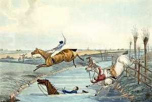 Second Mile, from Steeplechasing, engraved by Charles Hunt (1929-1900) (colour litho) 作者 塞缪尔·亨利（后）阿尔肯