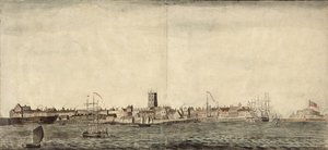 赫尔河畔金斯顿东南景色（纸上钢笔、墨水和水彩画） 作者 塞缪尔·海伍德