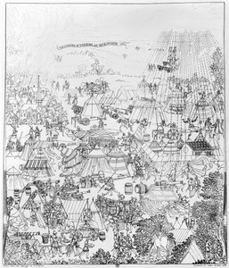 1744年7月，在肯辛顿国王亨利八世的营地，由詹姆斯巴西尔，1788年蚀刻