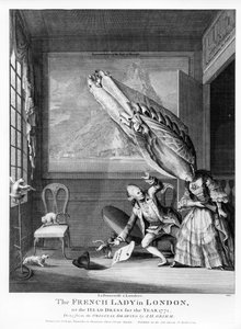 伦敦的法国女士或1771年的The Head Dress of the Year，1771年为S. Sledge打印