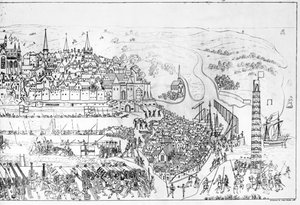 国王亨利八世（1491-1547）于1544年围攻布洛涅，由詹姆斯·巴西尔（James Basire）刻，1788年（另见106602）