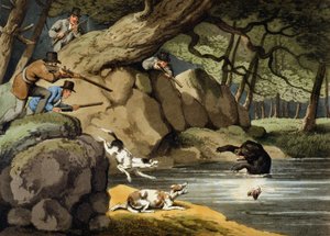 北美熊狩猎，由Matthew Dubourg雕刻，由Edward Orme出版，1813年 作者 塞缪尔·豪伊特