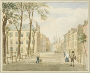 Mansion House, Queen Square（纸本铅笔和水彩） 作者 塞缪尔·杰克逊