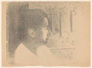 窗边的贝茜 作者 Samuel Jessurun de Mesquita（艺术家签名）