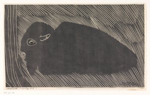 躺着的野牛 作者 Samuel Jessurun de Mesquita（艺术家签名）