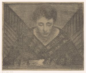V 领的女人 作者 Samuel Jessurun de Mesquita（艺术家签名）