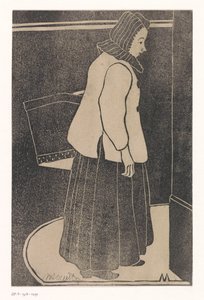 提着箱子或篮子的妇女 作者 Samuel Jessurun de Mesquita（艺术家签名）