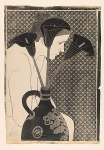花瓶后的女性裸体与假百合花
黑色旱金莲（原标题） 作者 Samuel Jessurun de Mesquita（艺术家签名）