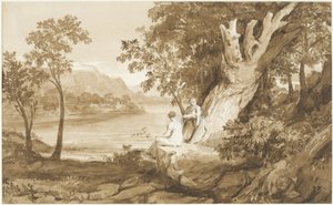 插图到Comus，1811年（笔和墨水在纸上洗）