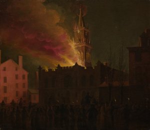 1819年宾夕法尼亚州费城栗子街共济会大厅的大火 作者 约翰·刘易斯·克里姆梅尔