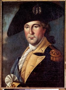 Portrait of George Washington (1732-1789) representative in costume Portrait of George Washington (1732-1789) representative in general costume, with the scarf of commander-in-chief of the continental army - Painting by Samuel King (1748-1819) 作者 塞缪尔·金