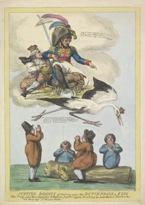 拿破仑将路易-拿破仑作为国王以鹳的形式送往荷兰，1806 年
朱庇特-邦尼授予荷兰青蛙国王（物品上的标题） 作者 沃克