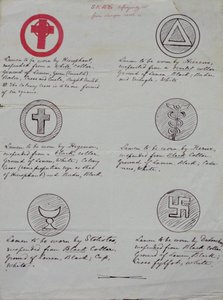 1888年金色黎明寺的各种官员的拉门（领子珠宝）设计（纸上墨水） 作者 塞缪尔·利德尔·麦格雷戈·马瑟斯