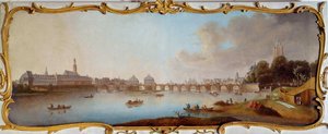 从德国美因河畔法兰克福欣赏法兰克福城市全景。 Samuel Mund (1724-1794) 的绘画，十八世纪法兰克福，历史博物馆 作者 塞缪尔·蒙德