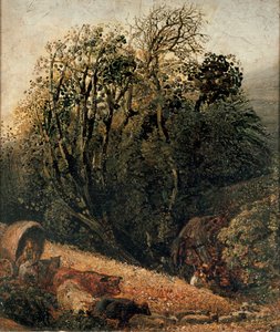 被树木包围的玉米田，约1833-1834年 作者 塞缪尔·帕尔默（Samuel Palmer）