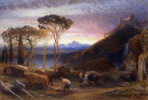 米尔顿（Milton）的“ Lycidas”插图，摄于1864年（水彩以车身色增强） 作者 塞缪尔·帕尔默（Samuel Palmer）