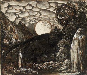 满月下的牧羊人，约1829-1830年 作者 塞缪尔·帕尔默（Samuel Palmer）