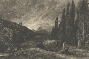 早起的耕夫》，或《山间的晨曦》，1861年前。 作者 塞缪尔·帕尔默（Samuel Palmer）