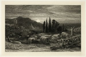升起的月亮 作者 塞缪尔·帕尔默（Samuel Palmer）