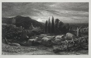 1857年的月亮升起。 作者 塞缪尔·帕尔默（Samuel Palmer）