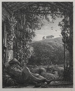 睡着的牧羊人，1857年。 作者 塞缪尔·帕尔默（Samuel Palmer）