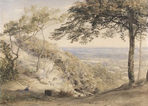 肯特威尔莫特山（水彩，b - c和纸上粉笔） 作者 塞缪尔·帕尔默（Samuel Palmer）