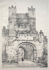 英格兰北部的一系列古建筑和乡村小屋：约克，中世纪门，18岁 作者 塞缪尔·普鲁特