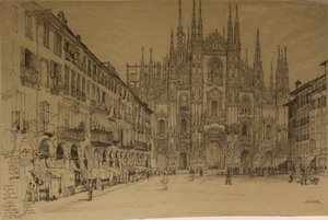 米兰大教堂，日期不详（纸面水彩画） 作者 塞缪尔·普鲁特
