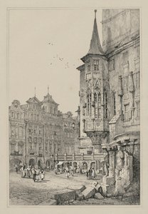 法兰德斯和德国制造的素描素描作品：布拉格维尔饭店，1833年。