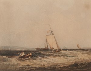 渔船，约 1820 年（纸面水彩画） 作者 塞缪尔·普鲁特