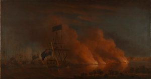 1759 年 6 月 28 日，法国舰队在魁北克附近攻击英国舰队 作者 塞缪尔·斯科特