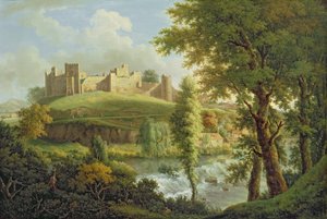 拉德洛城堡（Ludlow Castle）与狄纳姆·威尔（Dinham Weir），来自西南，约1765年-69年（布面油画）