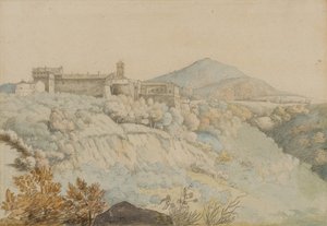 Grotta Ferrata修道院，古老的Tusculum，意大利，c.1805（铅笔和纸上的wc） 作者 塞缪尔·伍德福德