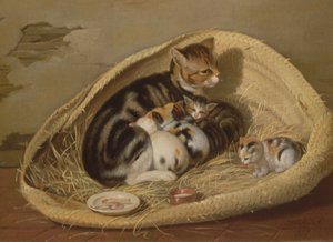 与她的小猫的猫在篮子，1797年