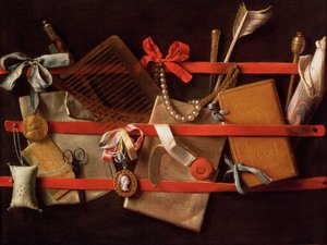 1664年，一个附在信件架上的物体的Trompe L&39;Oeil 作者 塞缪尔·范霍格斯特拉滕