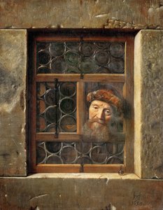 窗中的老人 - Samuel Dirksz van Hoogstraten（1627-1678）。 布面油画 作者 塞缪尔·范霍格斯特拉滕